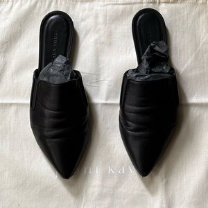 Jenni Kayne Black Lambskin Mules Size 38 1/2